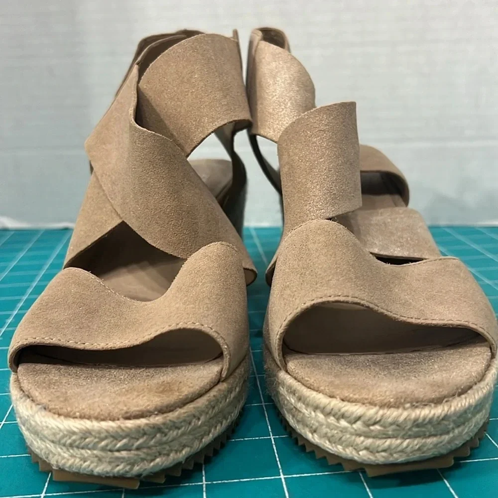 Eileen Fisher Natural Leather Platform Espidrille
